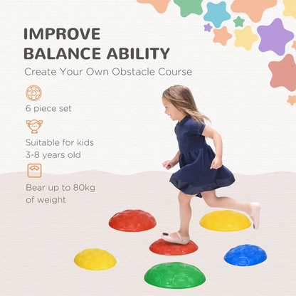 ZONEKIZ Balance River Stones w/ Non-Slip Mats for Ages 3-8 Years by ZONEKIZ