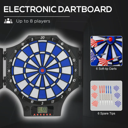 Electronic Dart Board Set with Cabinet, 31 Games, for 8 Players by SPORTNOW