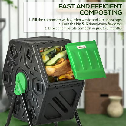 Outsunny 65L Garden Compost Bin, Barrel Rotating Composter with Steel Legs by Outsunny