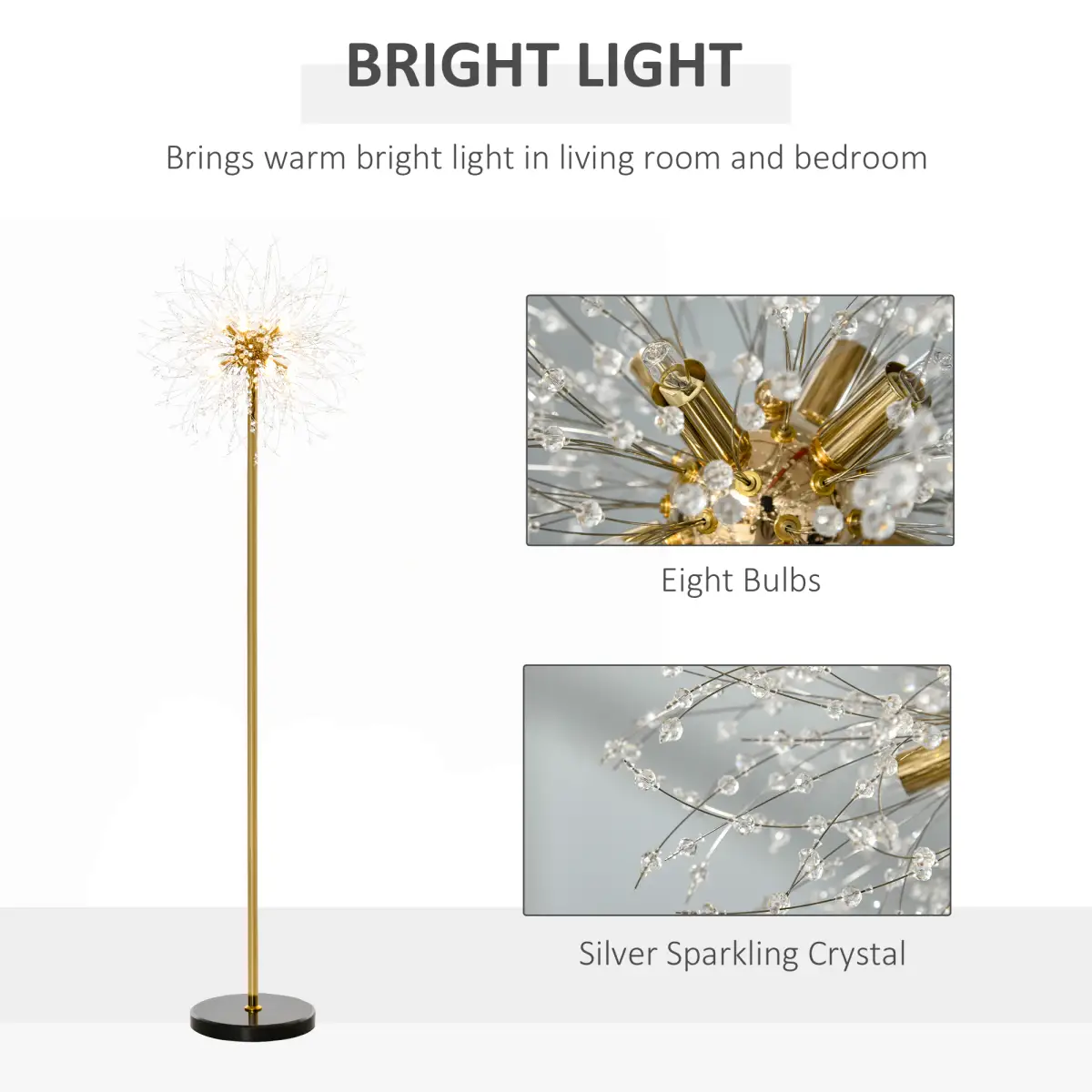 HOMCOM Modern Floor Lamp with Dandelion-like Lampshade for Bedroom by HOMCOM