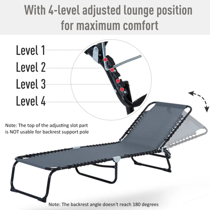 Foldable Sun Lounger Deck Beach Reclining Seat Bed Garden Chair Outsunny by Unbranded