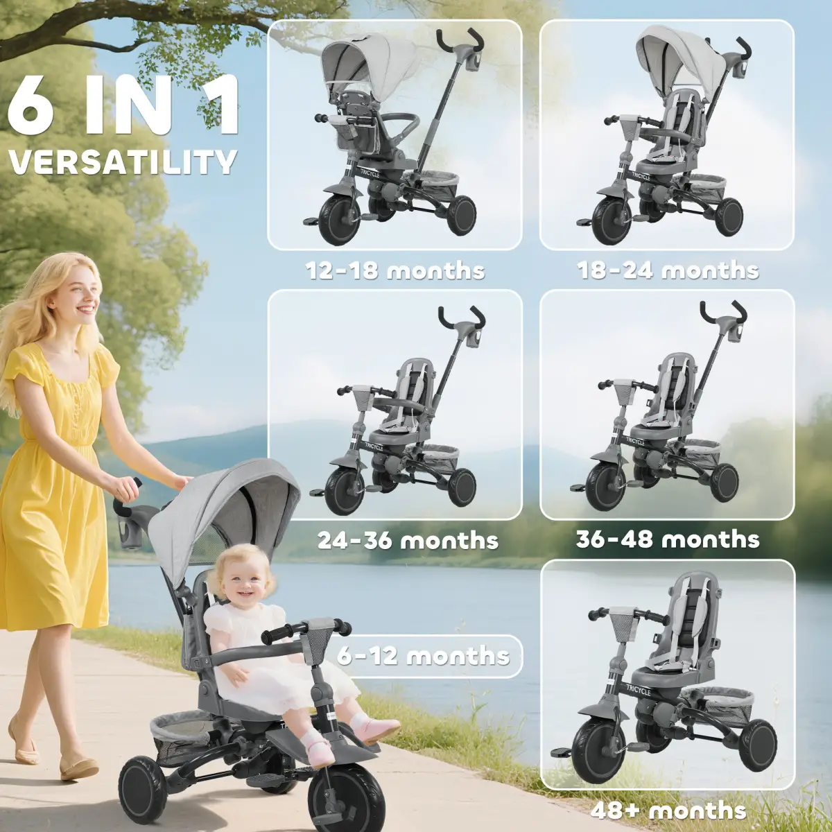 Kids Trike with Adjustable Backrest by N/A