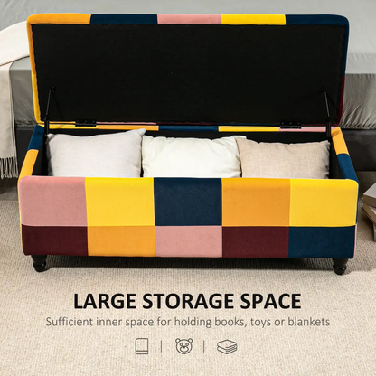 114 x 47 x 47cm Velvet Storage Ottoman, Button-tufted Footstool Box by HOMCOM