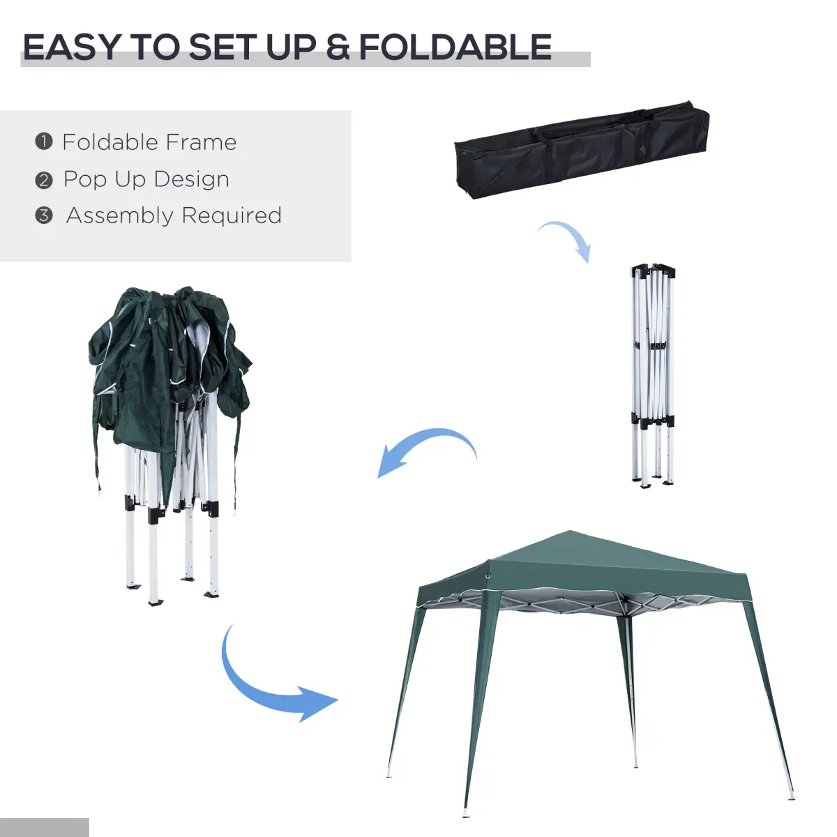 Garden Pop up Gazebo Tent Party Water-resistant 2.5 x 2.5M Green Outsunny by Unbranded