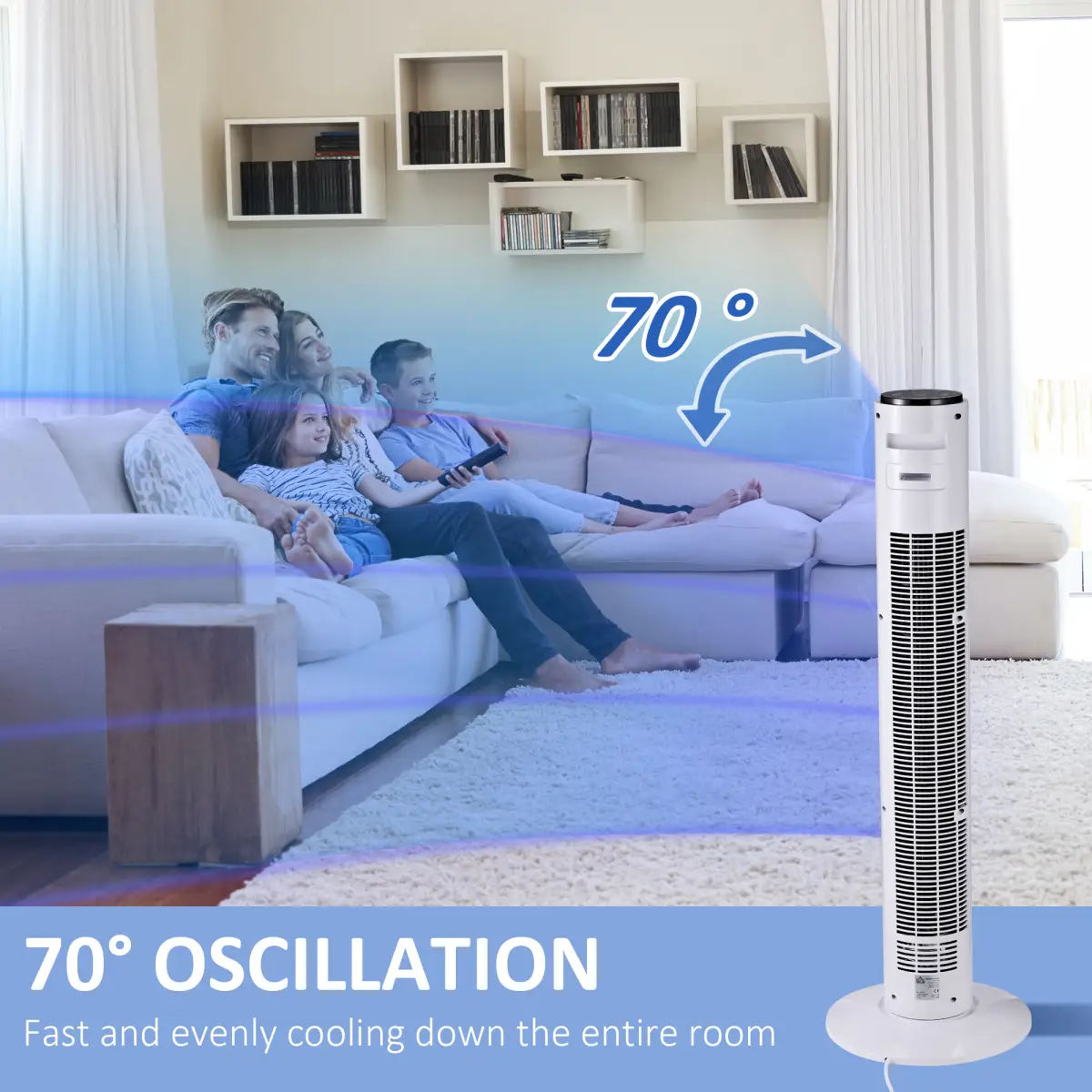 Fan Tower, ?32x96H cm-White by HOMCOM
