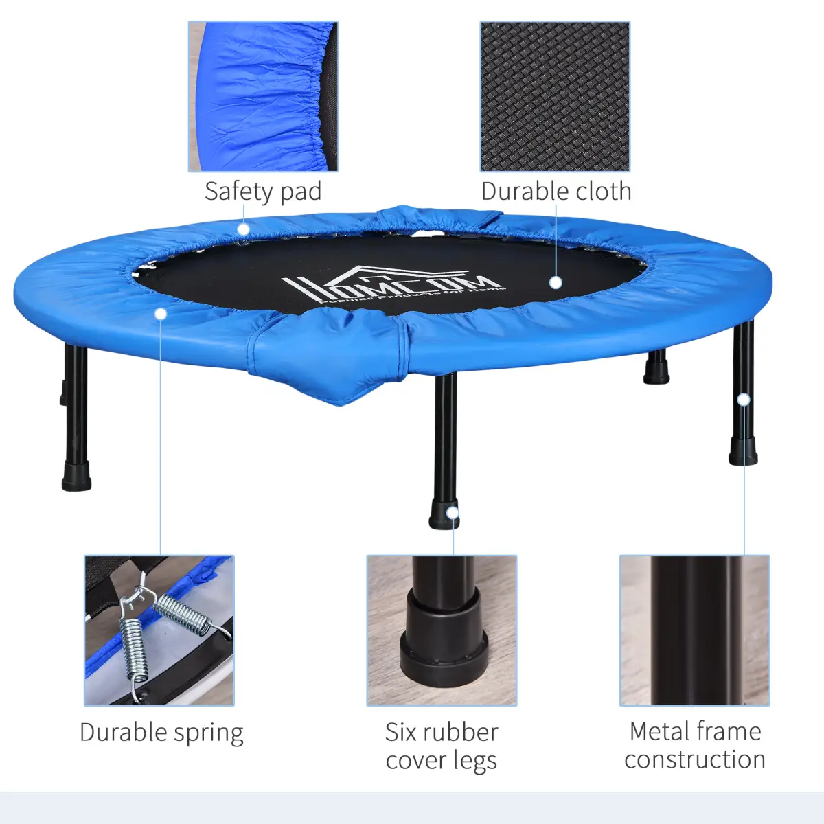 Foldable Mini Fitness Trampoline Exercise Rebounder Jumper, Blue HOMCOM by Unbranded