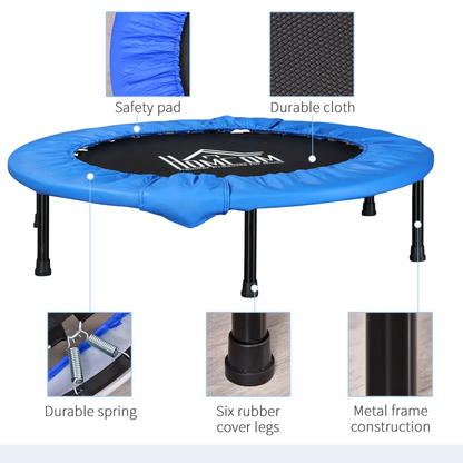 Foldable Mini Fitness Trampoline Exercise Rebounder Jumper, Blue HOMCOM by Unbranded