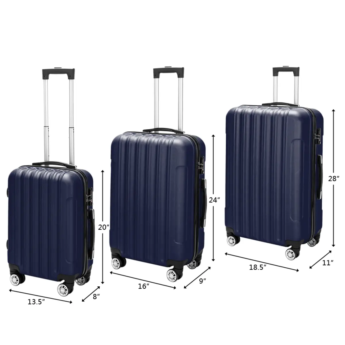 3 Pcs Suitcase Lightweight ABS Carry-on Hand Luggage 4 Spinner Wheels Trolley Case by N/A