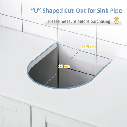 kleankin 60x60cm Under-Sink Storage Cabinet Adjustable Shelf Drain Hole White by Unbranded