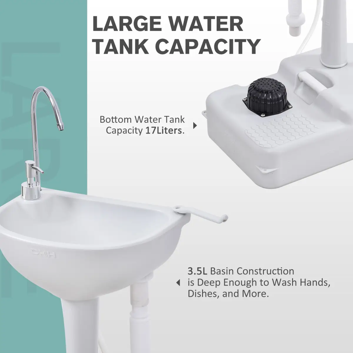 Portable Camping Sink with Towel Holder & Soap Dispenser Hand Wash Outsunny by Unbranded