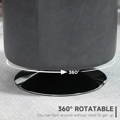 360 Swivel Foot Stool PU Ottoman w/ Thick Padding & Steel Base, Grey by HOMCOM