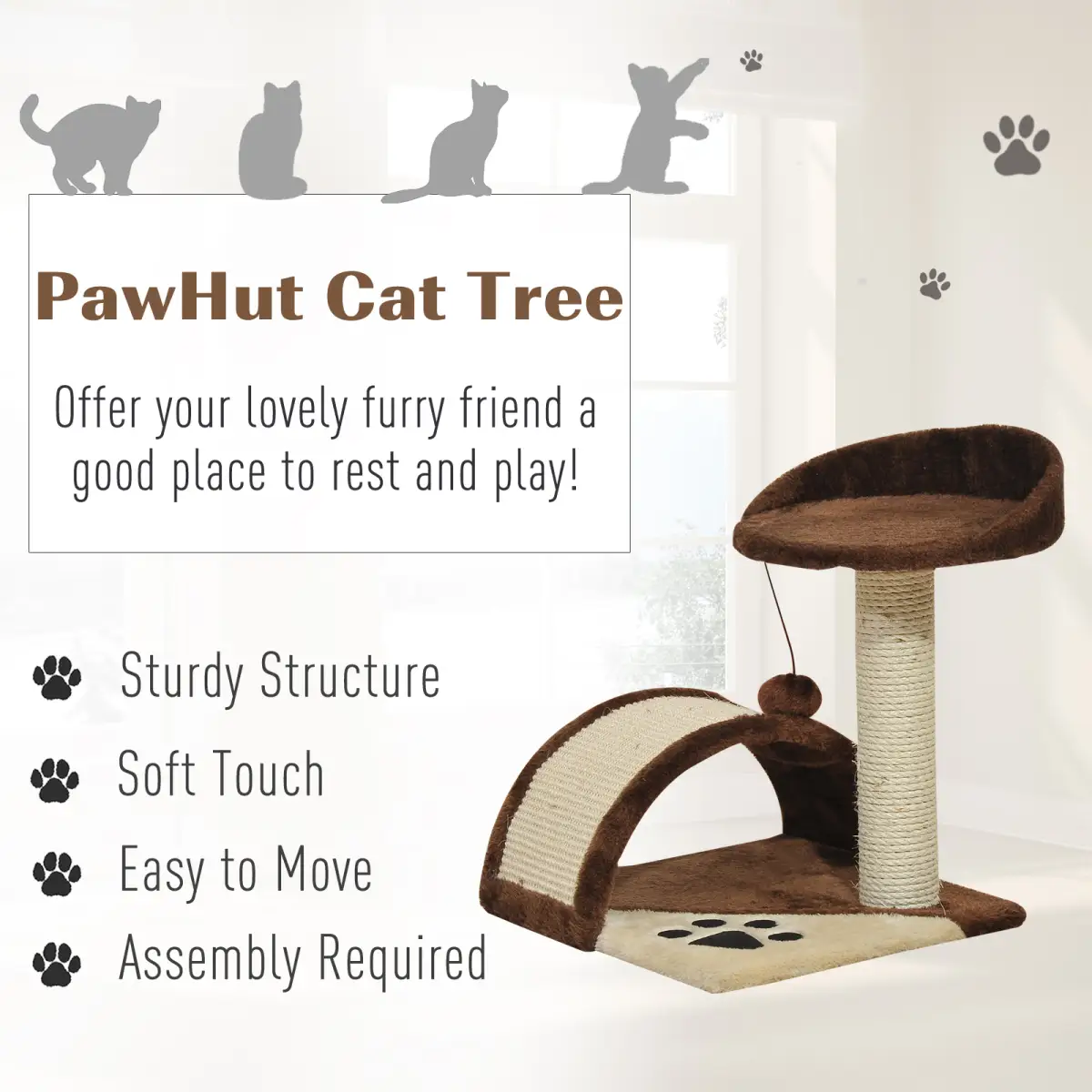 Cat Tree Kitten Scratching Scratcher Cosy Sisal Home Play Rest Activity Exercise by Pawhut