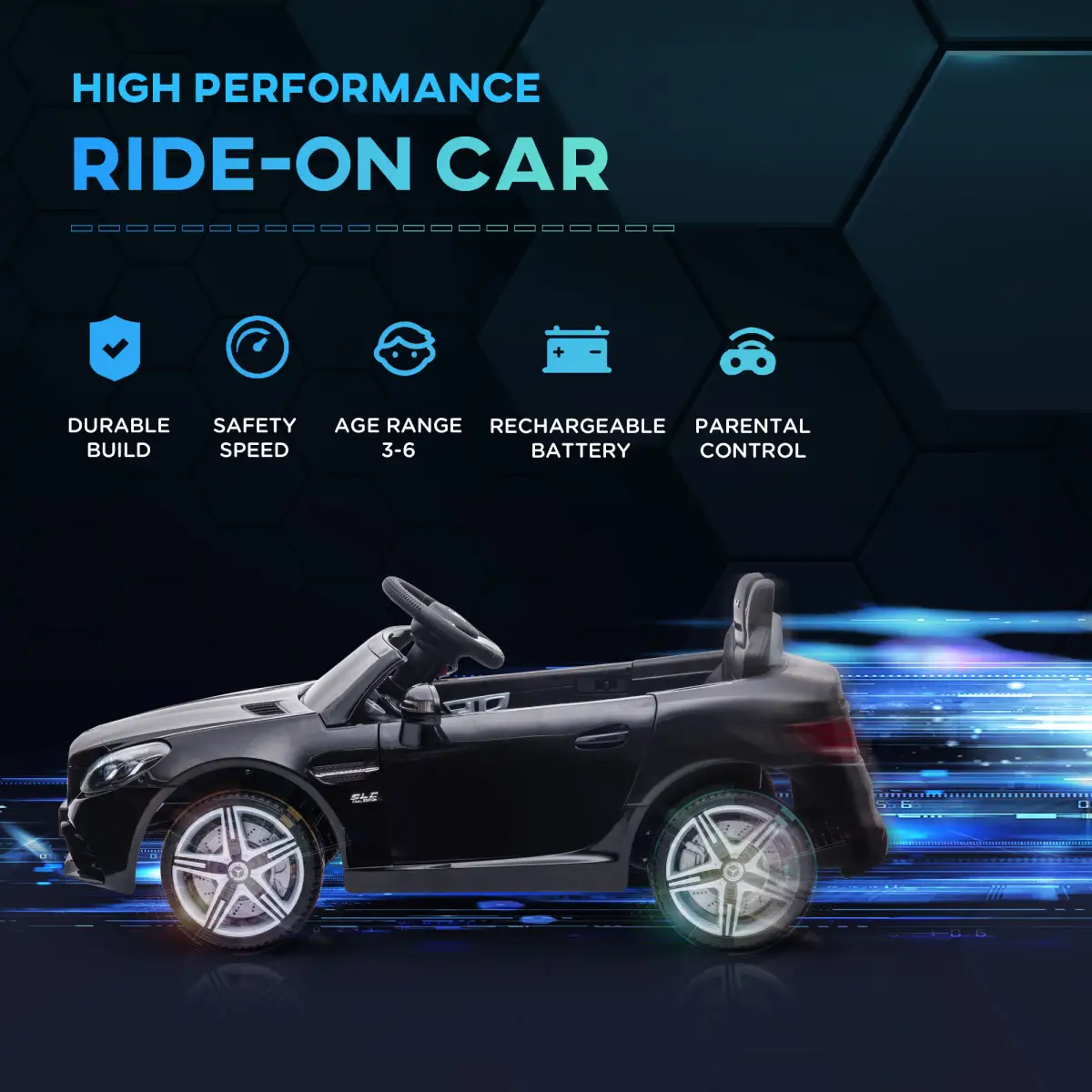 Benz 12V Kids Electric Ride On Car W/ Remote Control Music Black by HOMCOM