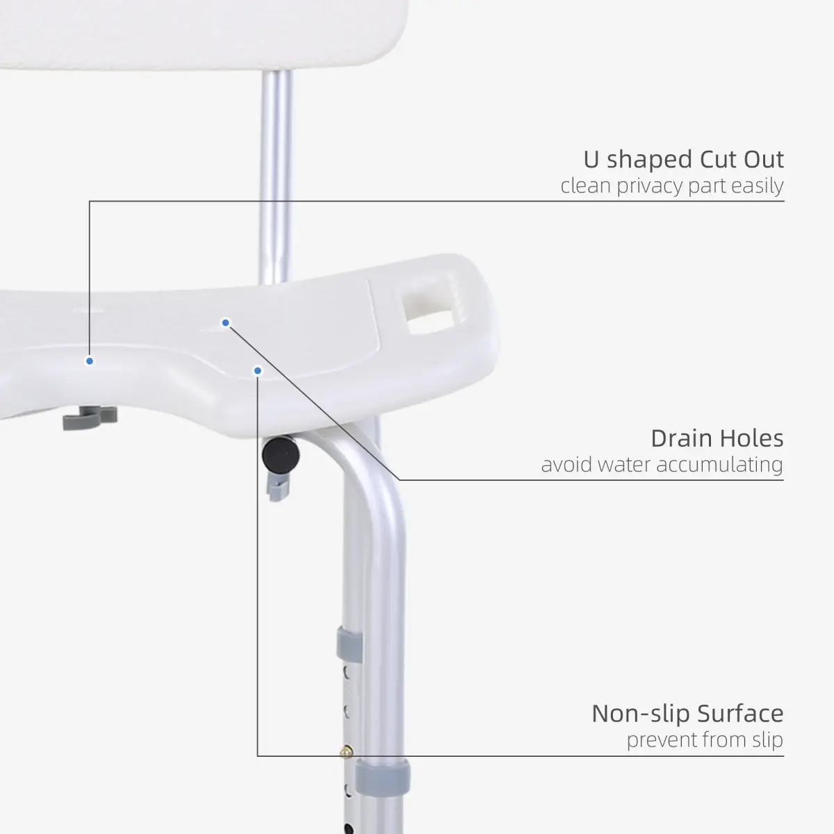 HOMCOM Adjustable Aluminum Shower Bath Stool Spa Chair Non-Slip Feet, Handle by Unbranded