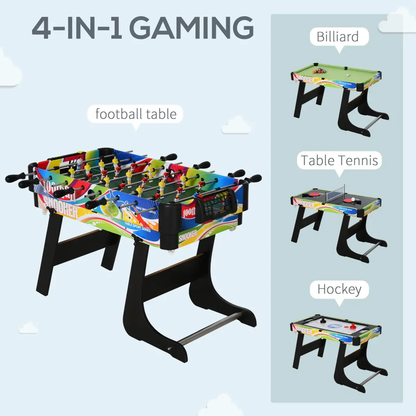 4-in-1 Foldable Game Table Hockey Football Table Tennis & Pool Home Gaming by Unbranded