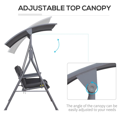 Steel Frame 2-Seater Swing Chair w/ Table Grey by Outsunny