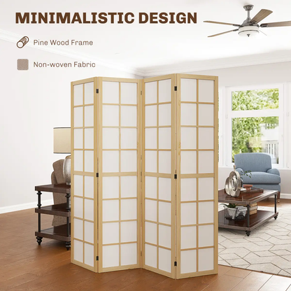 HOMCOM Indoor Room Partition, 4 Panel Folding Room Divider, 160 x 170cm by HOMCOM