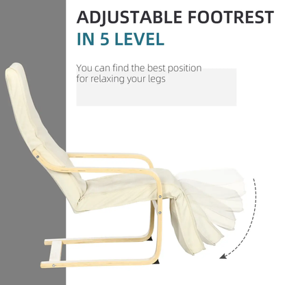 Lounge Chair Recliner Adjustable Footrest Home Cream White by HOMCOM