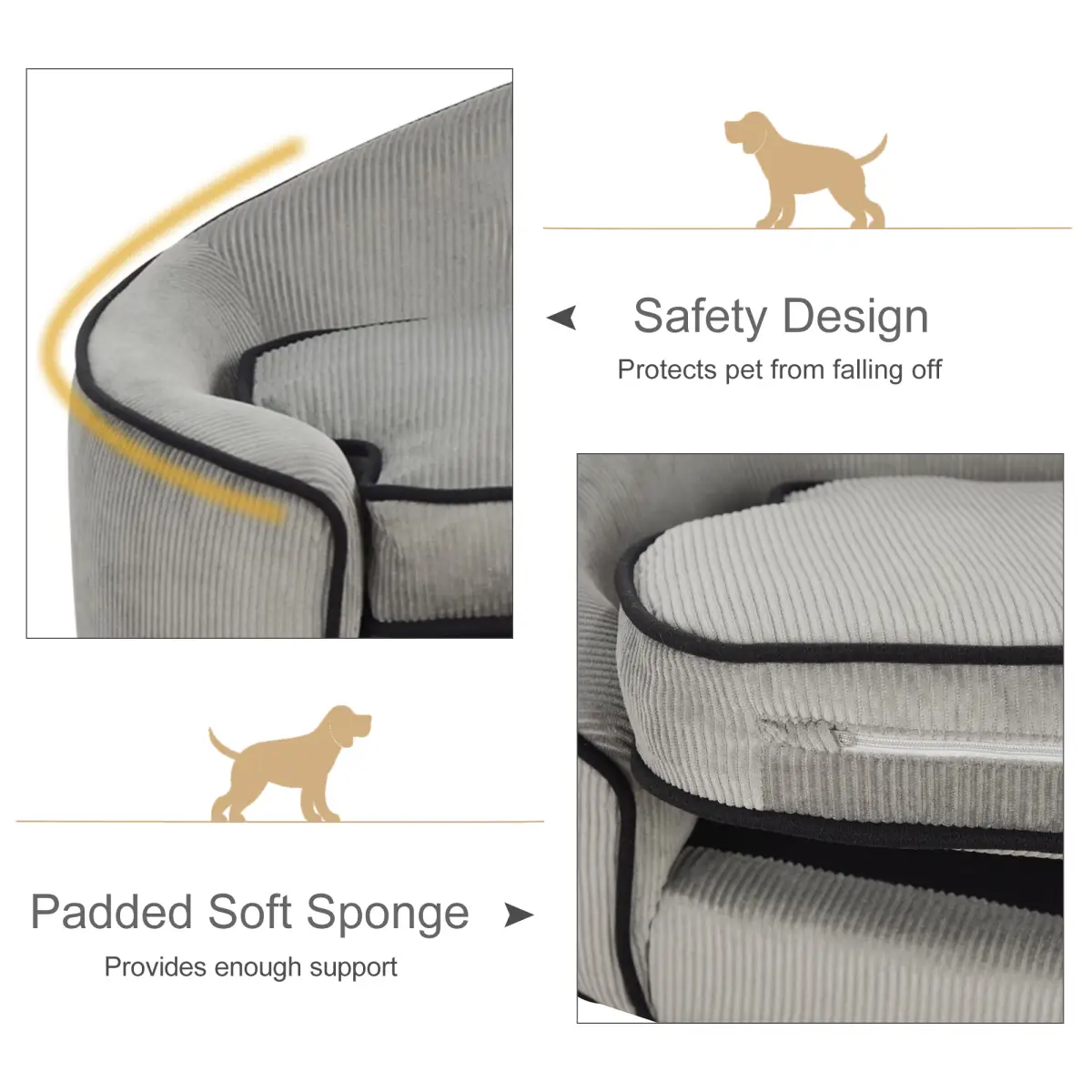 Dog Sofa Bed Pet Chair w/ Sponge Padded Cushion for XS and S Size Dogs - Grey by PawHut
