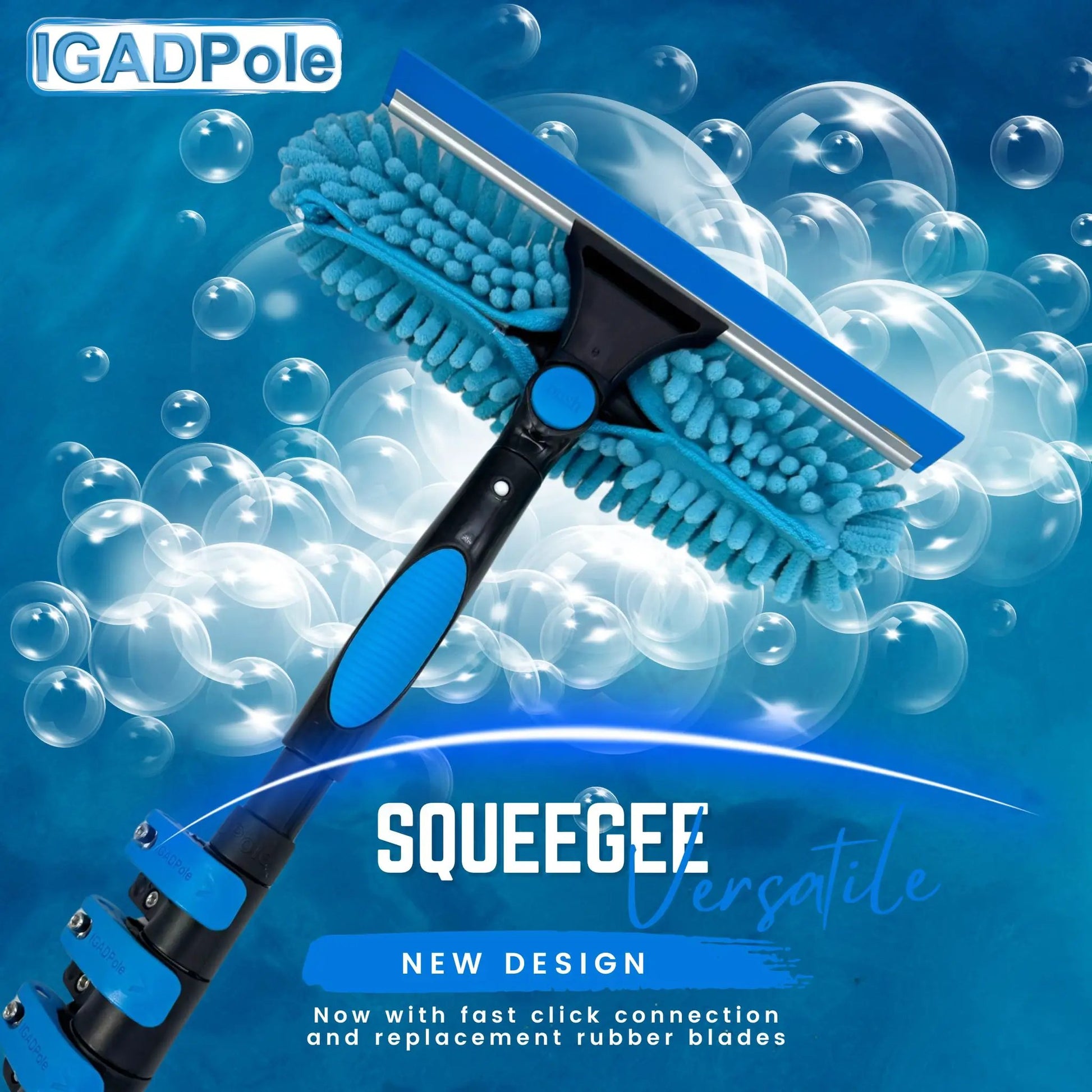 10ft Window Squeegee with Extension Pole, Window Cleaner Tool with 2-Stage Telescoping Pole, Window Cleaning Kit with 10ft Pole (3m) & Microfiber Cloths, 2 Blades Replacements & ACME Adapter by IGADPole