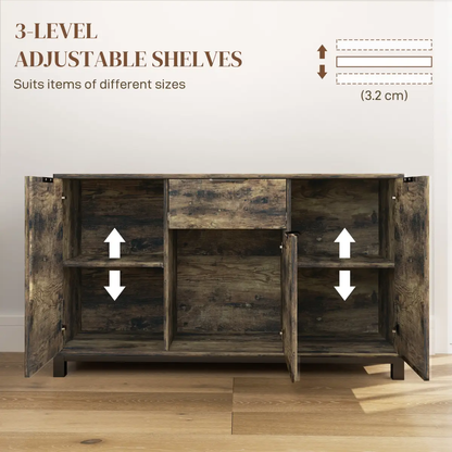 HOMCOM Sideboard, Industrial Storage Cabinet for Living Room, Rustic Brown by HOMCOM
