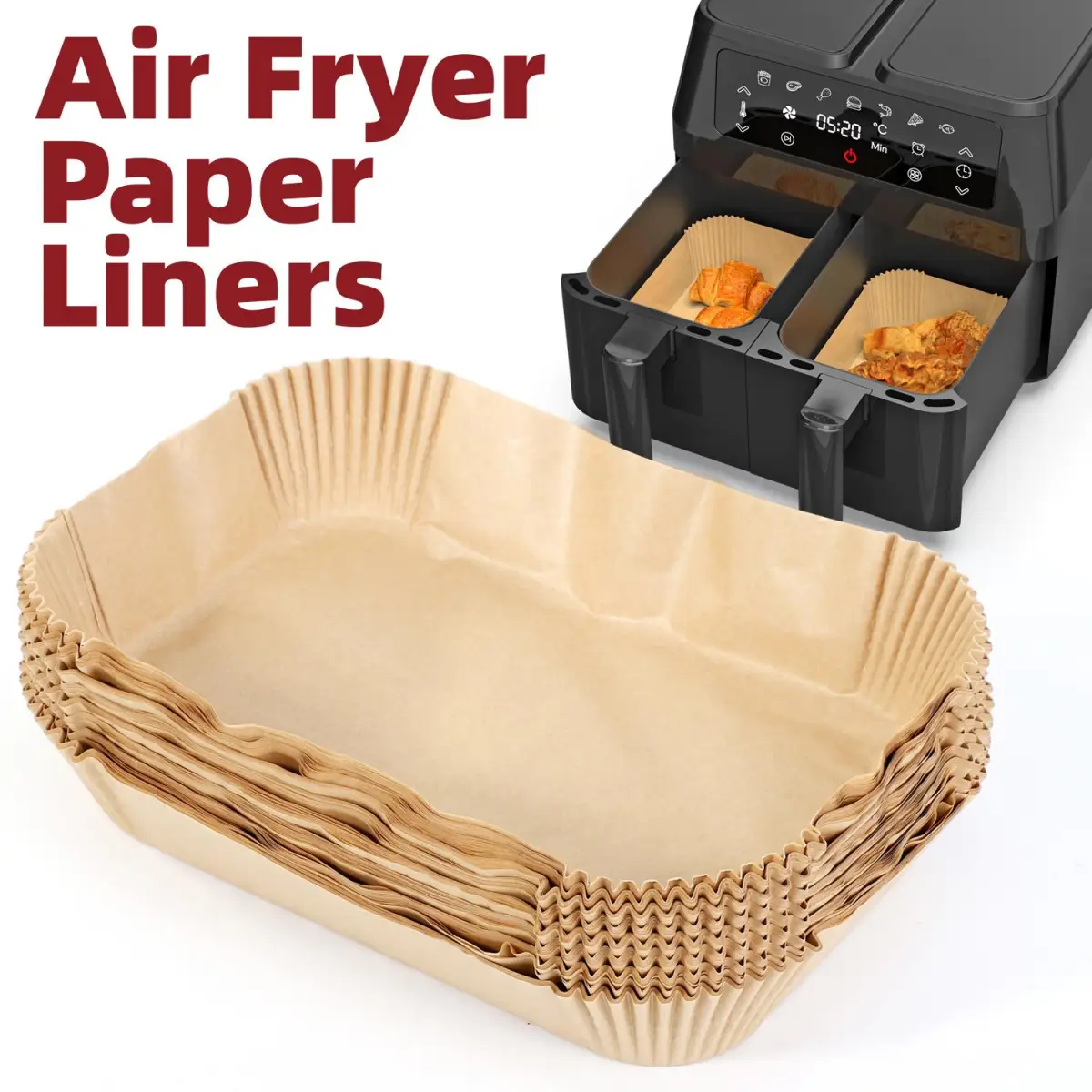 Vinsani 200pcs Air fryer paper liners 1010407 by Vinsani