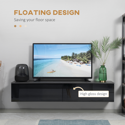 Floating TV Unit Stand, Wall Mount Media Console with Storage Cupboards by Unbranded