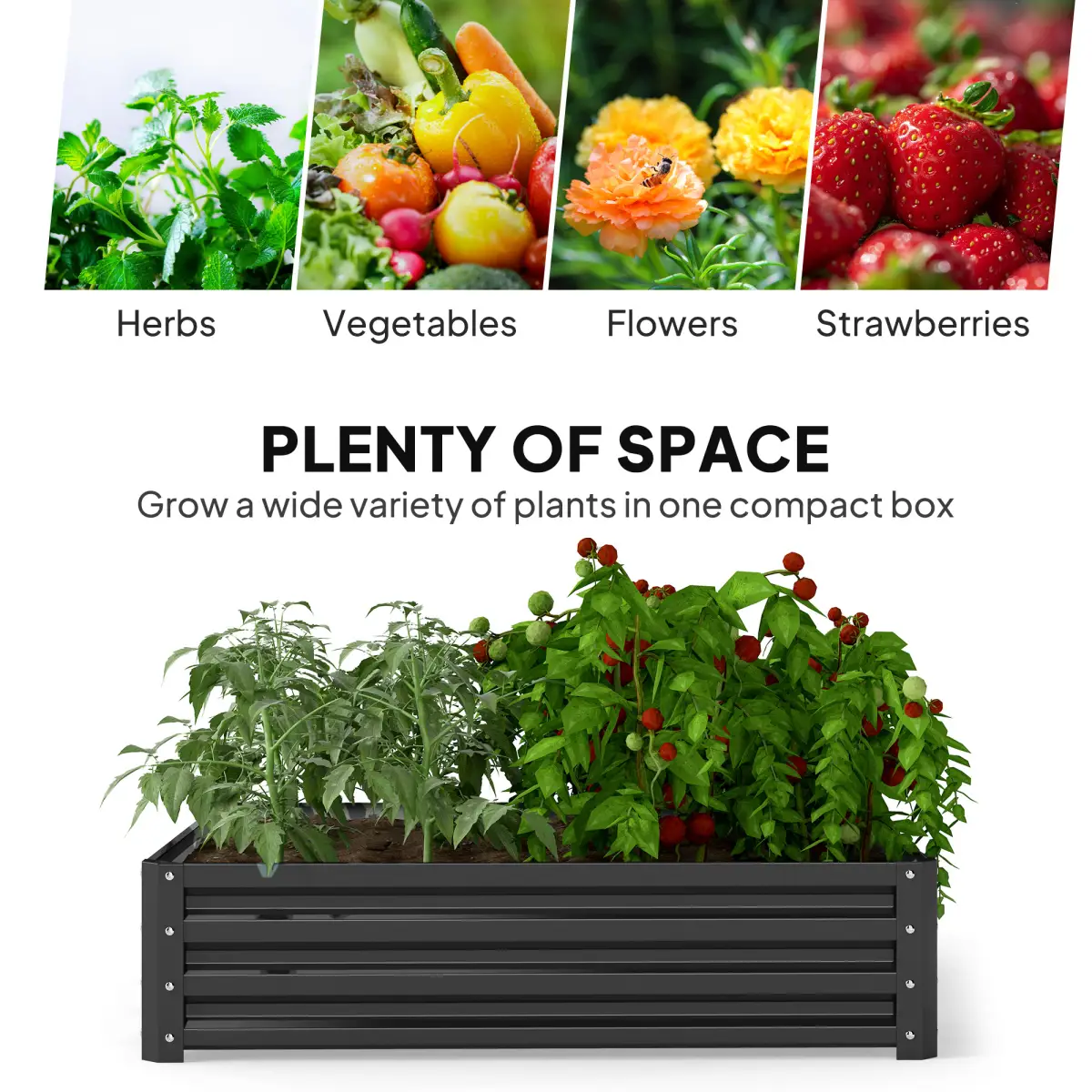 Raised Garden Bed Gardner Frame Outdoor Planter Kit Flower Vegetables Grey by Outsunny