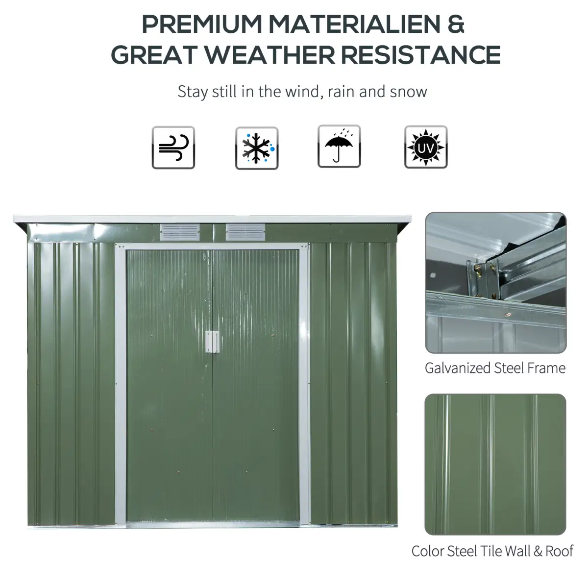 Garden Storage Shed Sloped Roof Outdoor Equipment Tool Storage 213x130x173cm by Outsunny