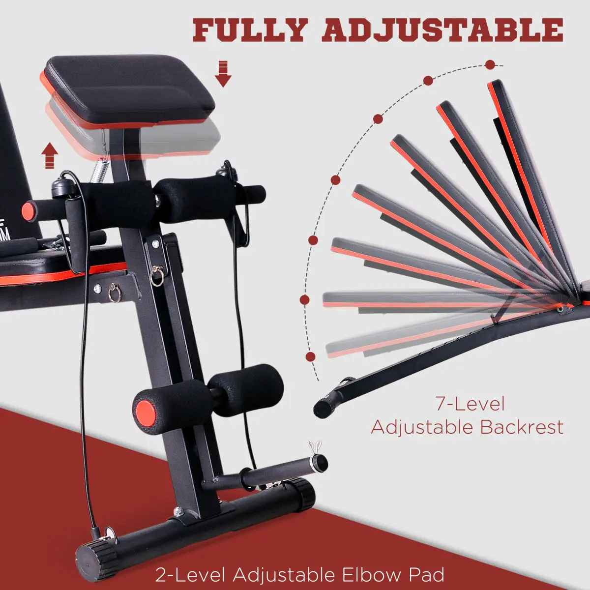 Foldable Dumbbell Bench Weight Training 7 Incline Adjustable Workout by HOMCOM