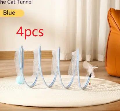 Folded Cat Tunnel S Type Cats Tunnel Spring Toy Mouse Tunnel Cat Outdoor Cat Toys For Kitten Interactive Cat Supplies by Dropshipman