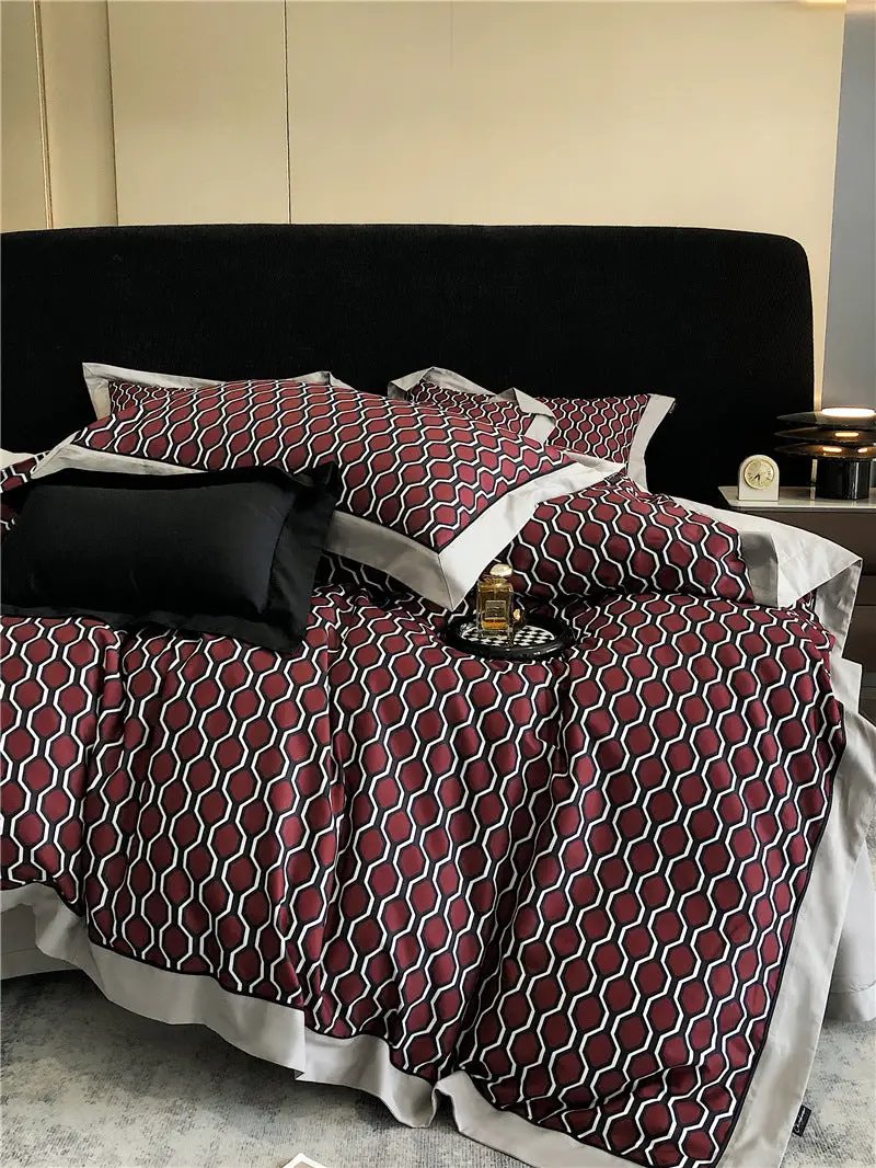 Long-staple Cotton Printed Four-piece Bedding Set Cotton Bedding by Dropshipman