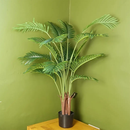 110cm Large Artificial Areca Palm Tree Potted in Black Pot by Leaf