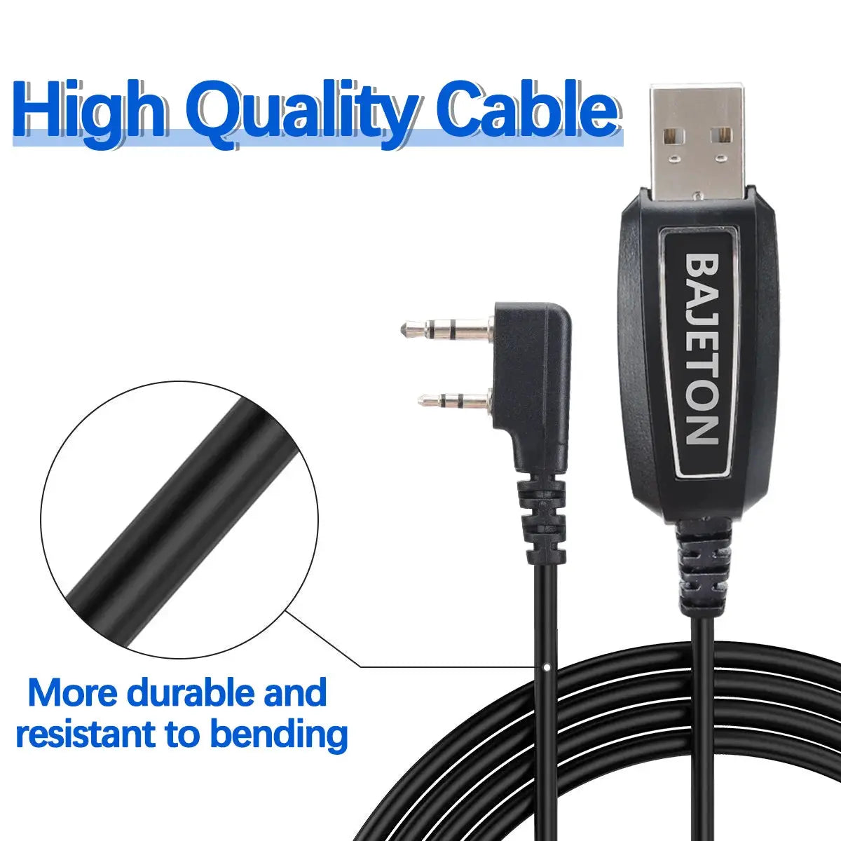 BAJETON Walkie Talkie USB Programming Cable K Plug For BJ-8300 BJ-7800 BT8200 Quansheng UV-K5(8) UV-K6 Baofeng UV-5R Mini Radio by All Mart Bristol Ltd