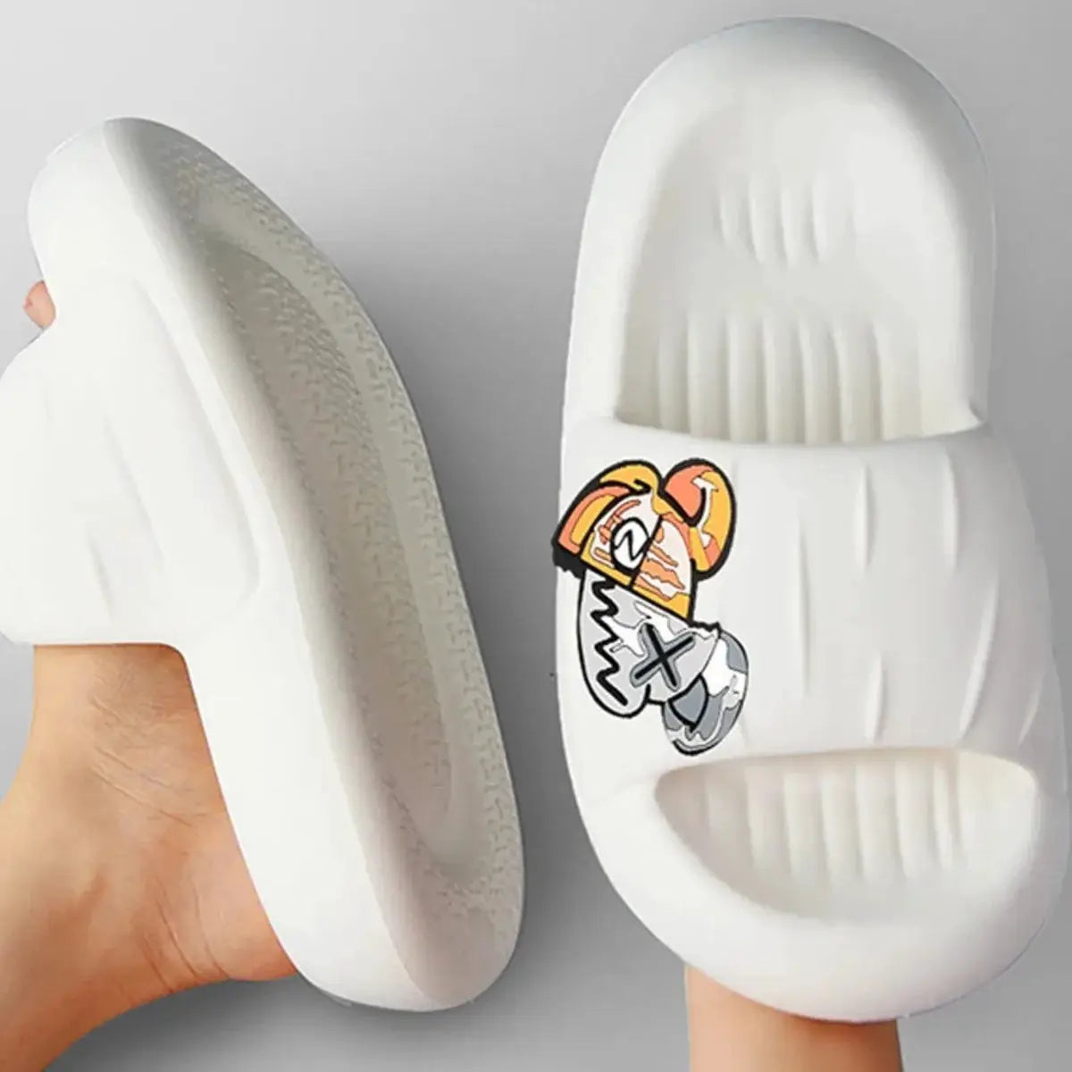 Women's House BathSlippers Thick Sole Personality Cool Bear Pattern Design Casual Fashion Black White Beach IndoorSummer Couple by All Mart Bristol Ltd