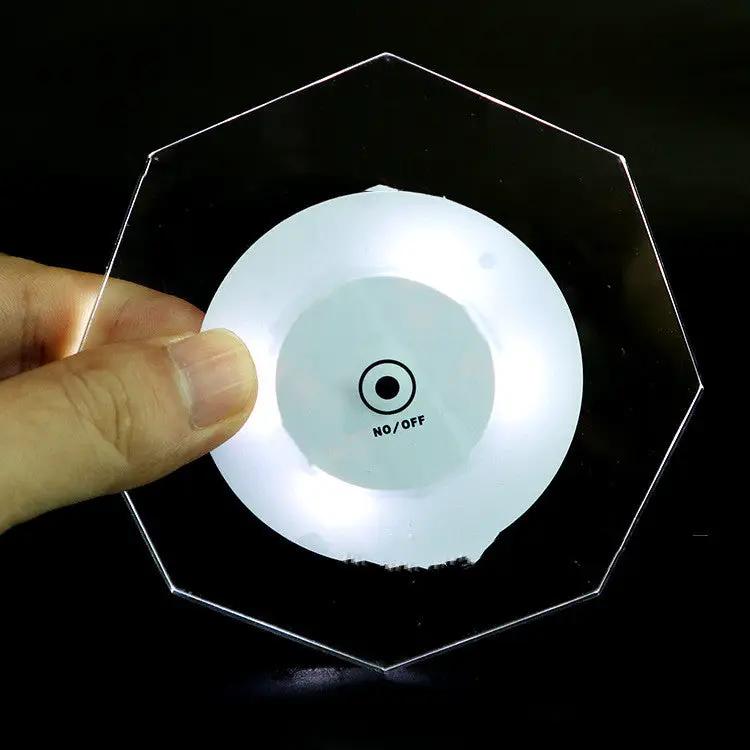 LED Glow Coaster Acrylic Crystal Emitting Luminous Bar Cocktail Mug Stand Light Coasters Flashing Base Tableware Decoration Pads by Dropshipman