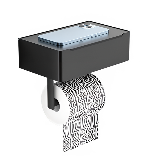 Toilet Roll Holder with Wipes Dispenser Black Multi-function Bathroom Storage Rack Roll Paper Holder Stainless Steel Accessories by All Mart Bristol Ltd