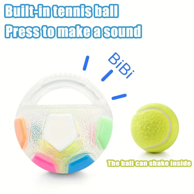Soccer Ball Pet Vocal Toy, Durable TPR Material, Dog Toy with Carrying Handle, Suitable for Throwing , Interactive Pet Toy