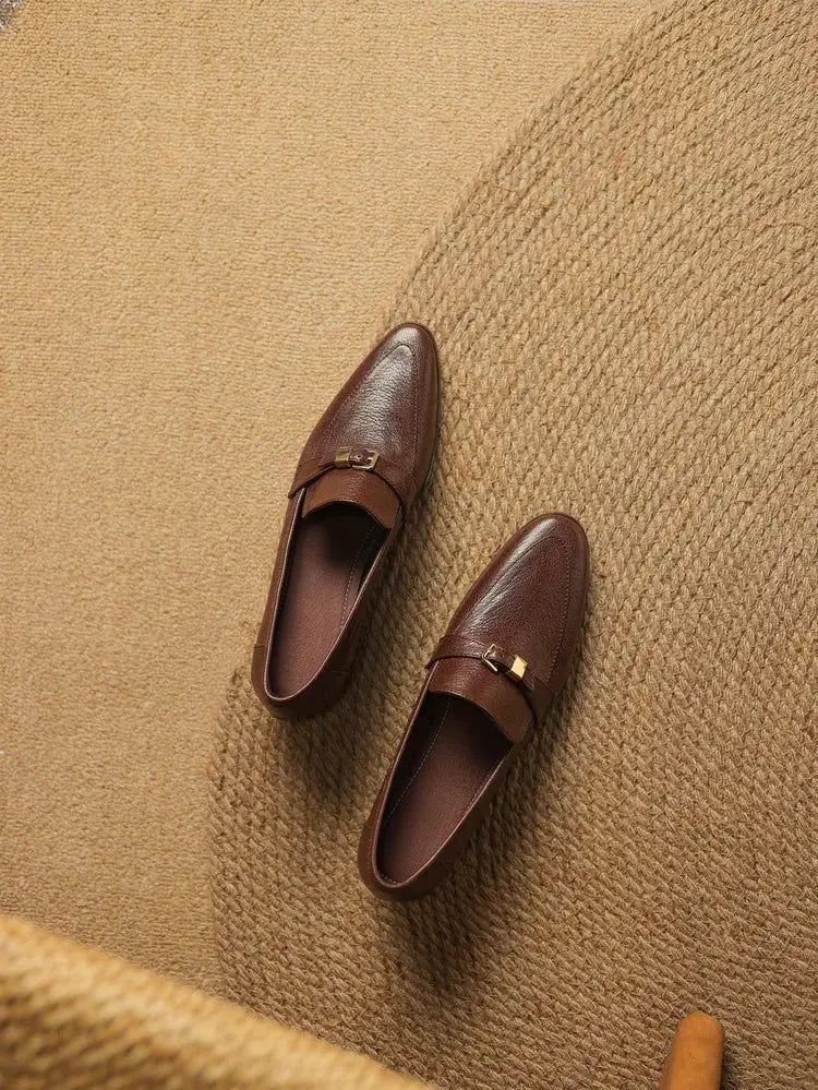 Autumn Women Loafers Casual Slip On Shoes Genuine Leather Daily Wear Fashionable Low Heeled Black And Brown, Sizes 34 To 43 by All Mart Bristol Ltd