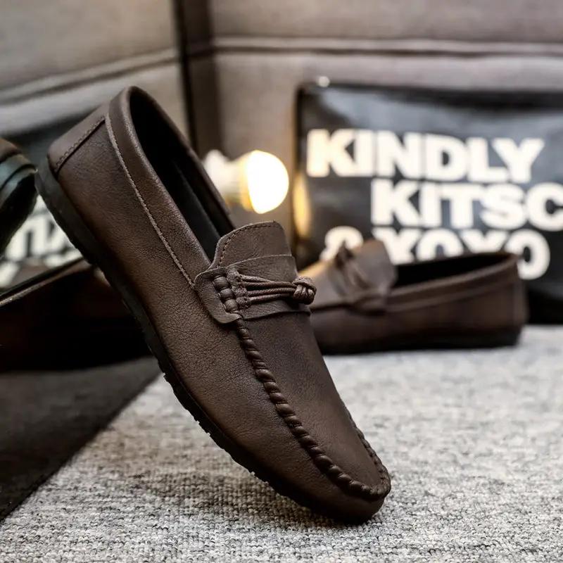 Korean Style Men's Casual Leather Shoes Soft Bottom by Dropshipman