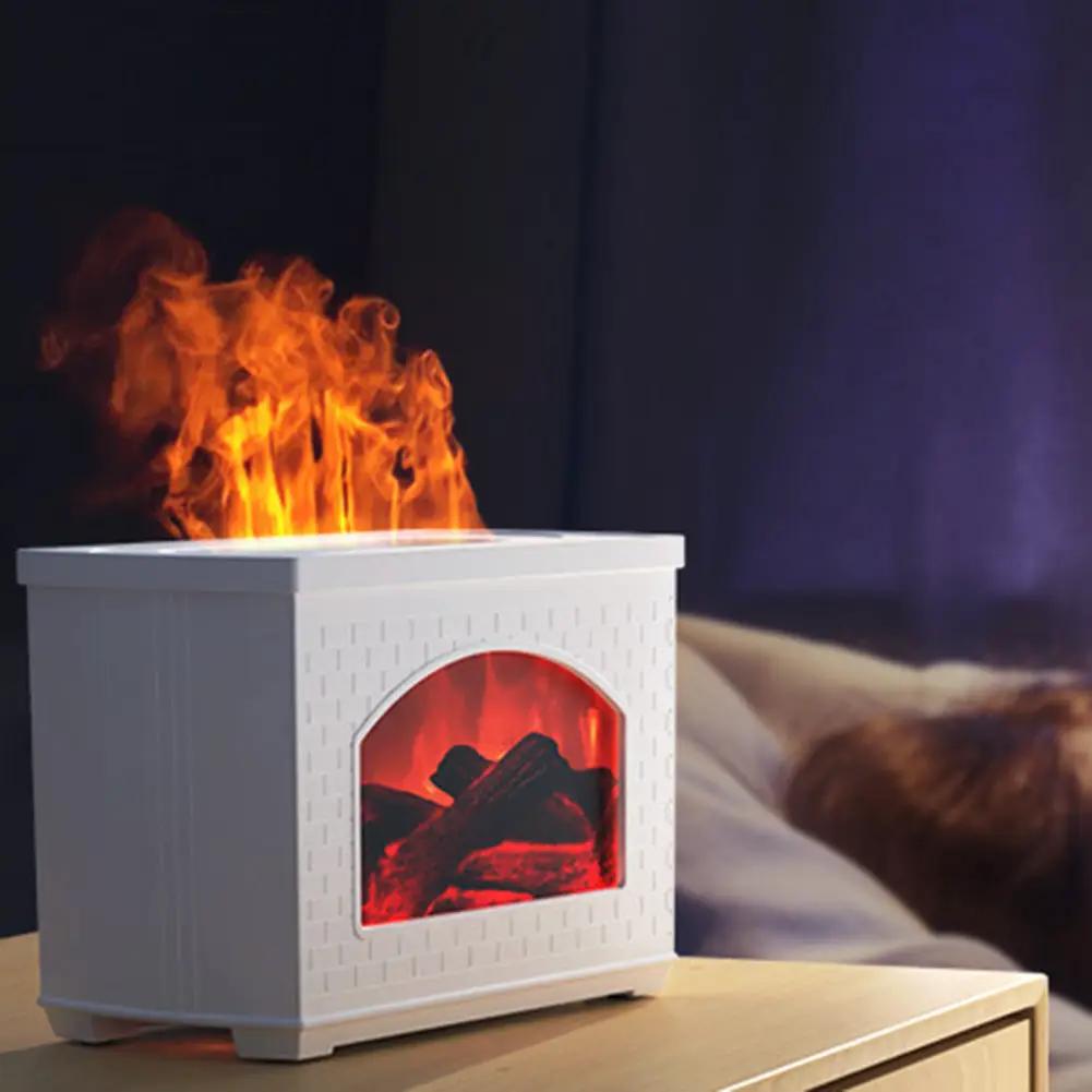 New Simulated Fireplace Air Humidifier Flame Effect Aroma Oil Diffuser Aromatherapy Humidifiers Mist Sprayer Air Purifier by Dropshipman