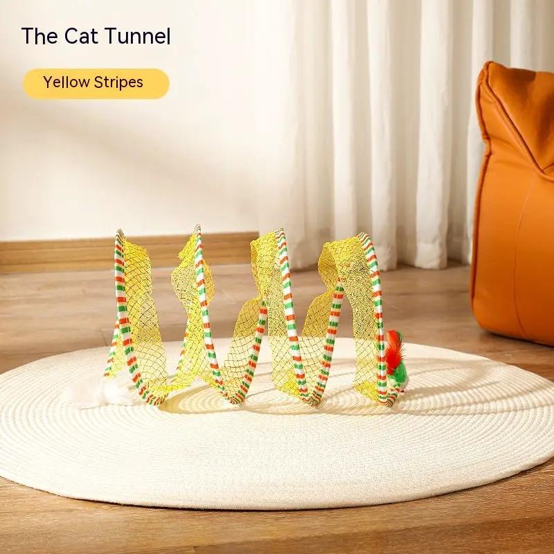 Folded Cat Tunnel S Type Cats Tunnel Spring Toy Mouse Tunnel Cat Outdoor Cat Toys For Kitten Interactive Cat Supplies by Dropshipman