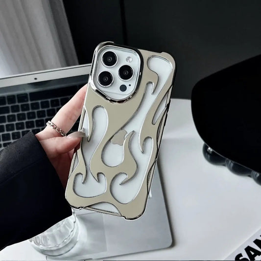 Electroplating Hollow Heat Dissipation Phone Case Flame Pattern High-grade Soft Shell by Dropshipman