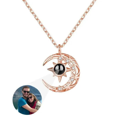 Projection Necklace Crescent Moon Pendant with Photo by All Mart Bristol Ltd