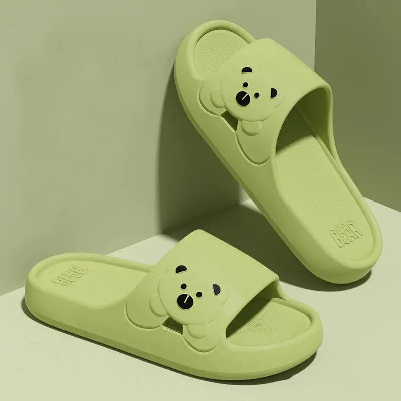 Slippers Bathroom Cartoon Bear Indoor Slippers For Women Lightweight Soft EVA Slides Woman Comfort Home Summer Bathroom Non Slip by All Mart Bristol Ltd