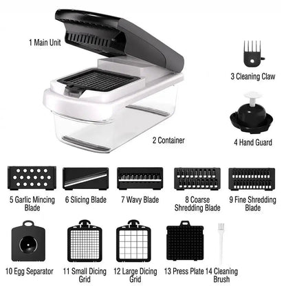 Original Professional Cutting Machine - Vegetable Chopper and Spiral Cutter, Food Chopper with Container, Fruit Slicer, Kitchen Tools and Gifts, Home Essentials (15 Chopping Functions, White) by All Mart Bristol Ltd