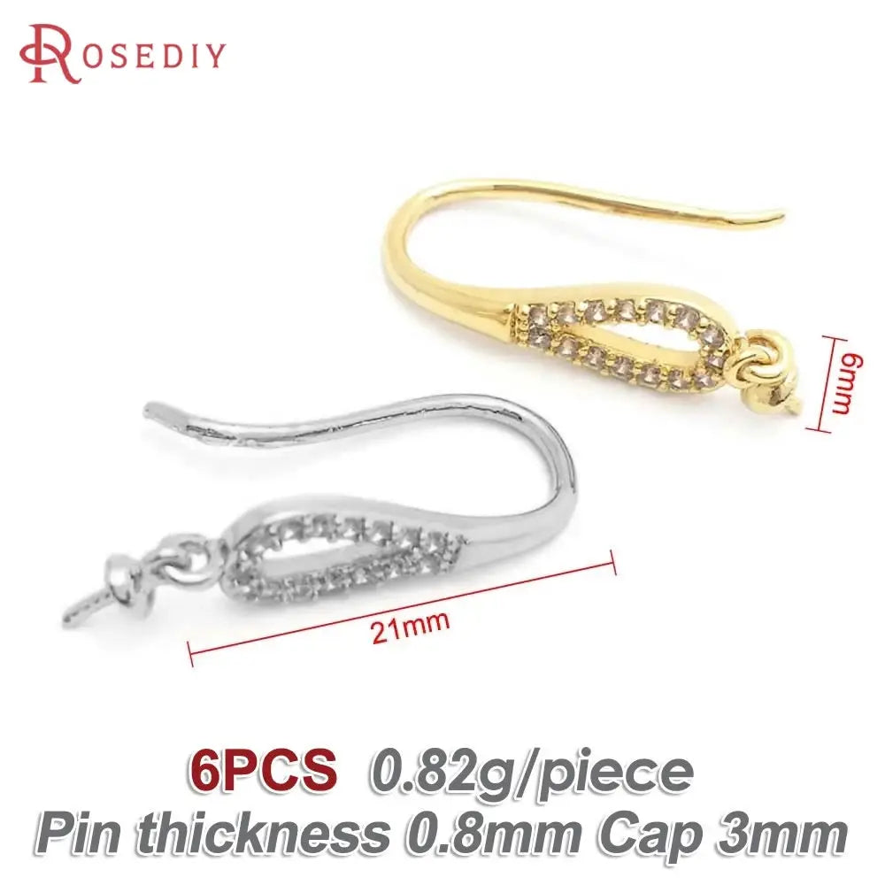 18K Gold Color Brass Can fit Half Hole Beads with Half Pins Earrings Hooks High Quality Jewelry Making Diy Findings Accessories by All Mart Bristol Ltd