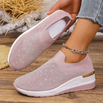Pumps Women's Summer Wedge Round Toe Rhinestone Slip-on Women's Pumps Pumps by Dropshipman