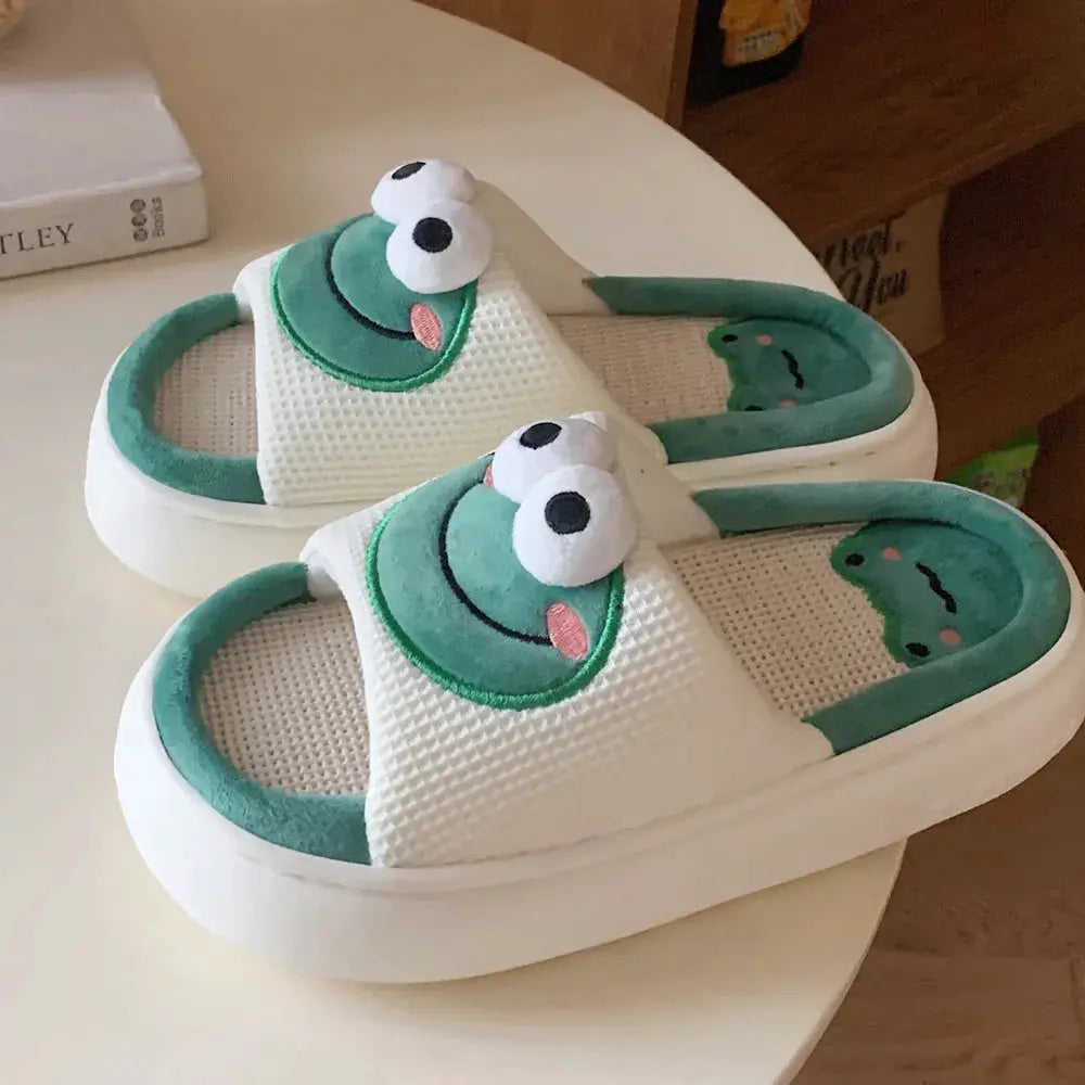 Home Linen Slipper for Women Cute Bunny Clouds Flip Flops Female Design Cozy Shoes Slides Four Season Platform Couples Sandals by All Mart Bristol Ltd