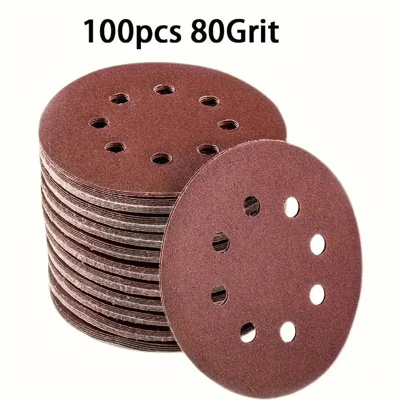5 Inch 80 Grit Aluminum Oxide Sanding Discs 8 Hole Hook Loop for Air Grinder Red Velvet Sandpaper for Metal Wood Polishing by All Mart Bristol Ltd